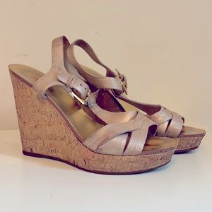 Michael Kors cork wedge gold sandals